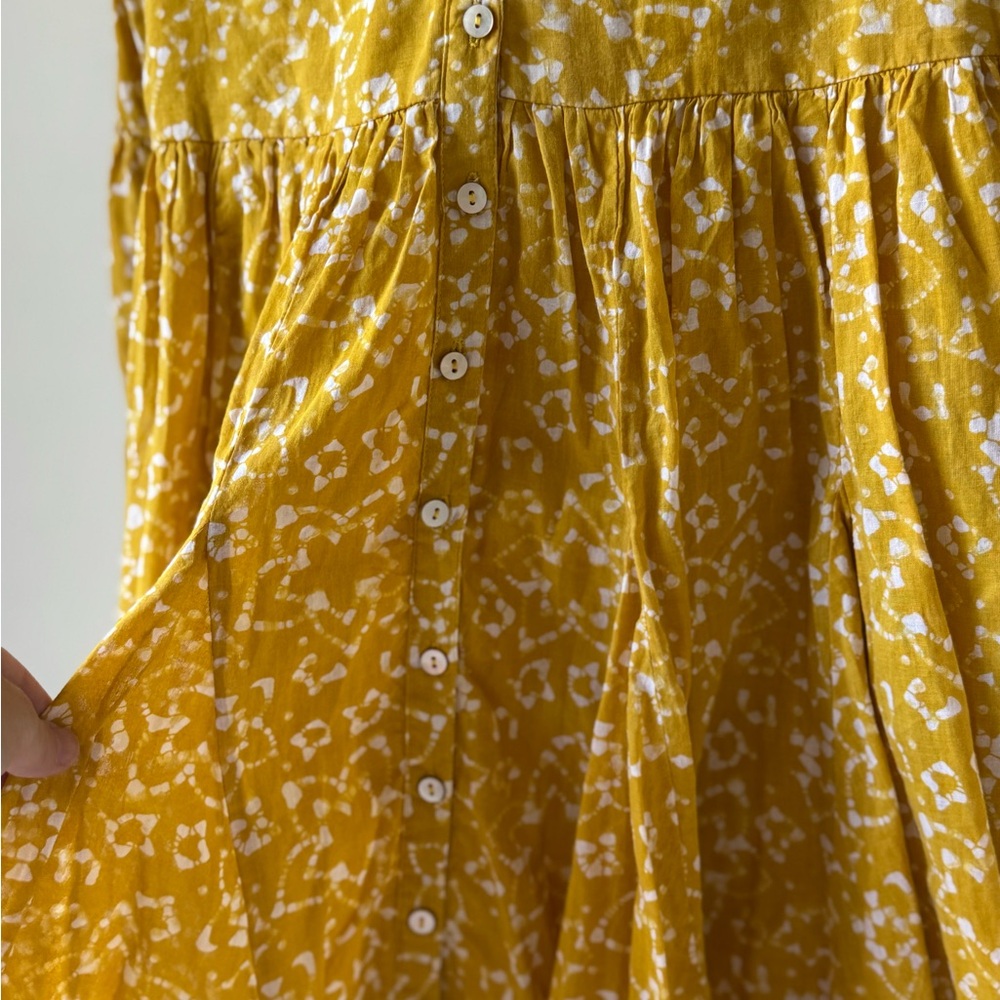 Cleobella Yellow Gold Zia Organic Cotton Size Medium Pattern Short Sleeve Dress - Picture 9 of 16